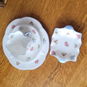 SHELLEY ENGLAND FINE BONE CHINA ROSE PANSY FORGET-ME-NOT SET